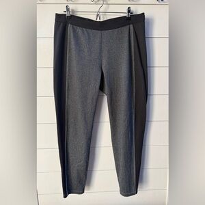 Eileen Fisher Pants Leggings Womens Charcoal Gray Herringbone Pull On Large